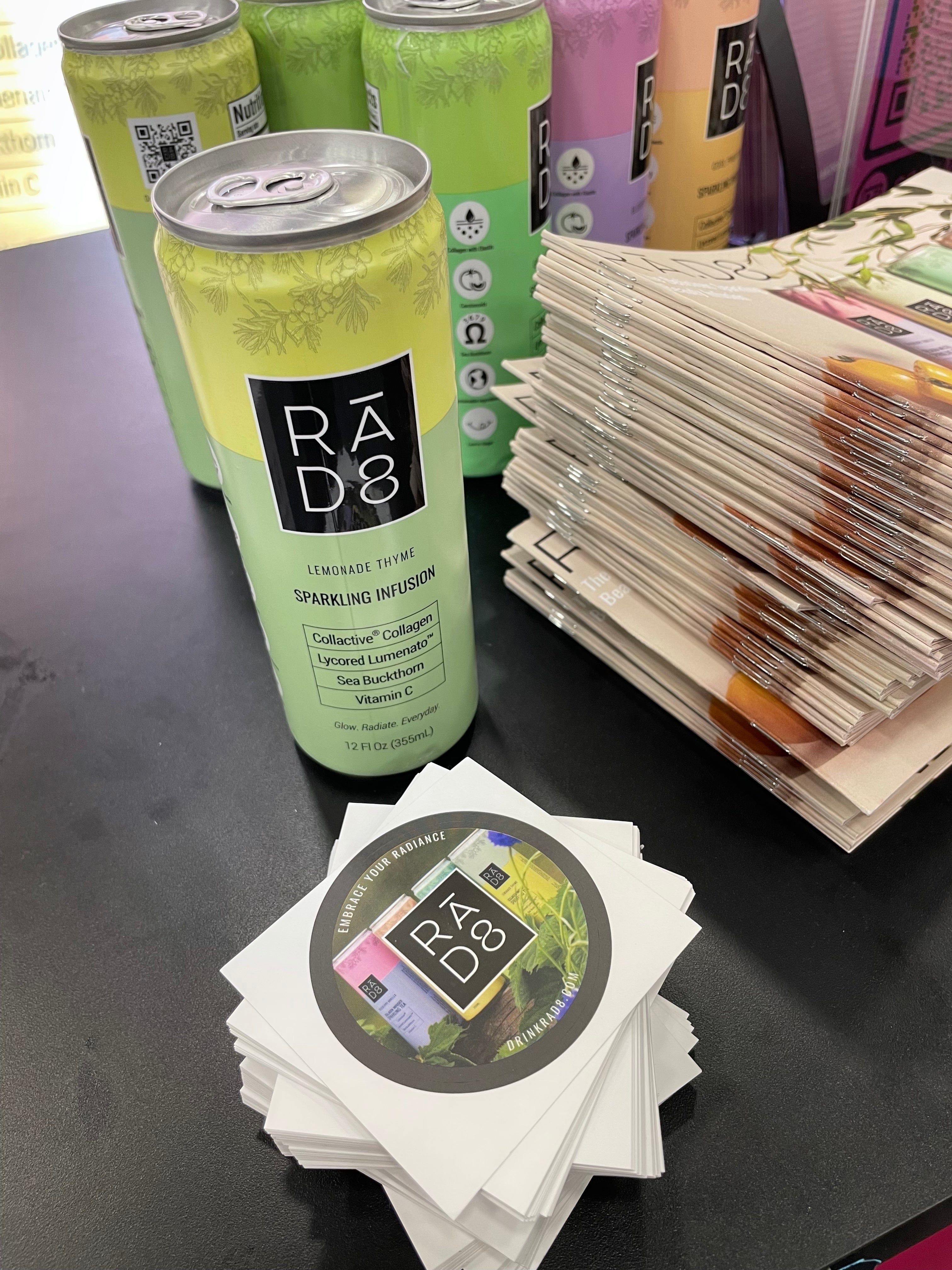 ra.d8 stickers and can for beauty from within