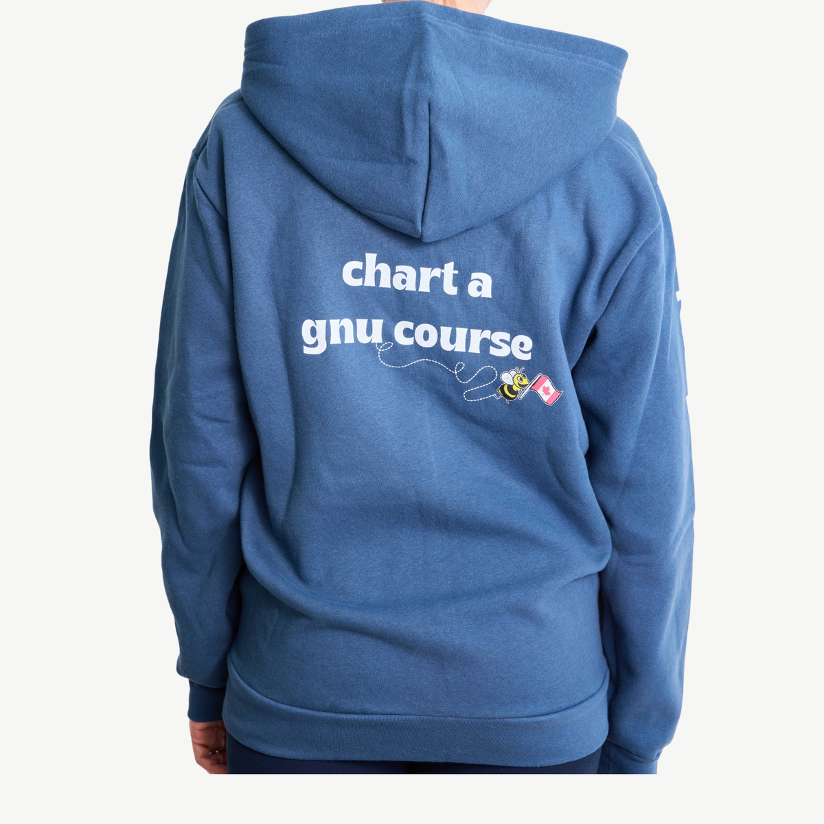 GnuSanté Chart a new course blue zip hoodie – back