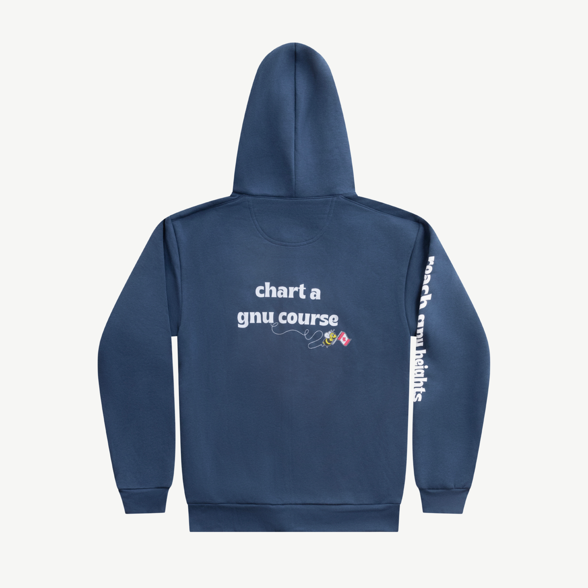 GnuSanté Chart a new course blue zip hoodie – flat back