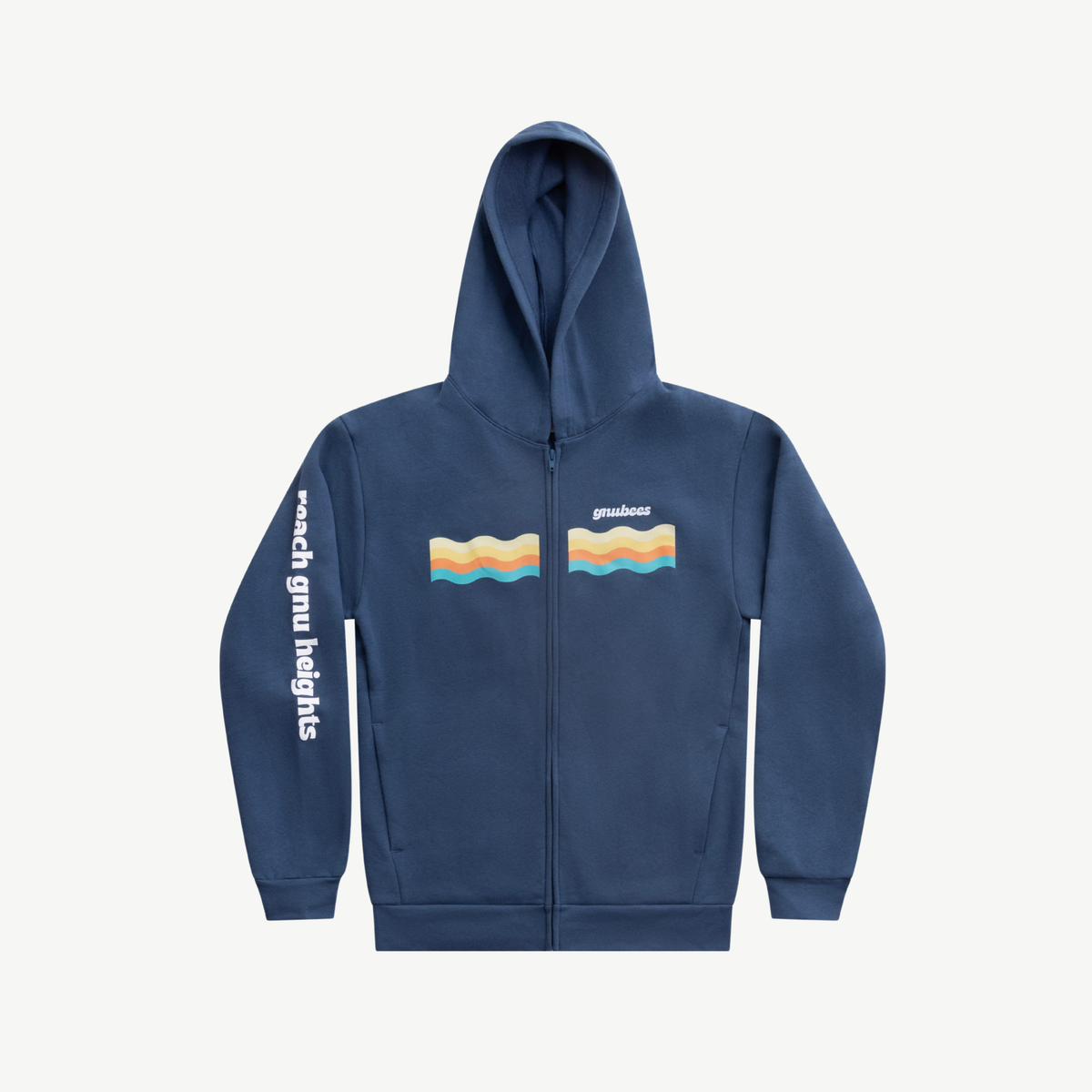 GnuSanté Chart a new course blue zip hoodie – flat front