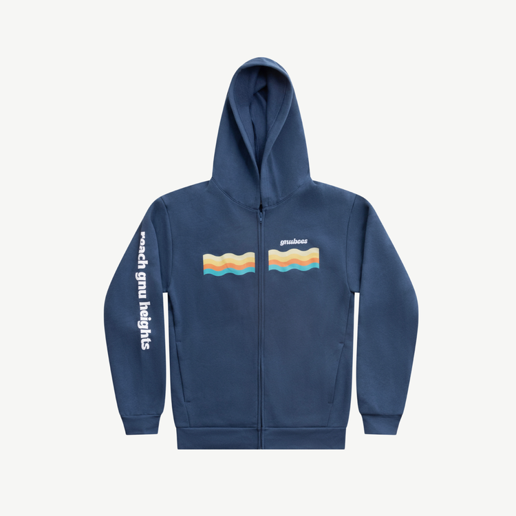 GnuSanté Chart a new course blue zip hoodie – flat front