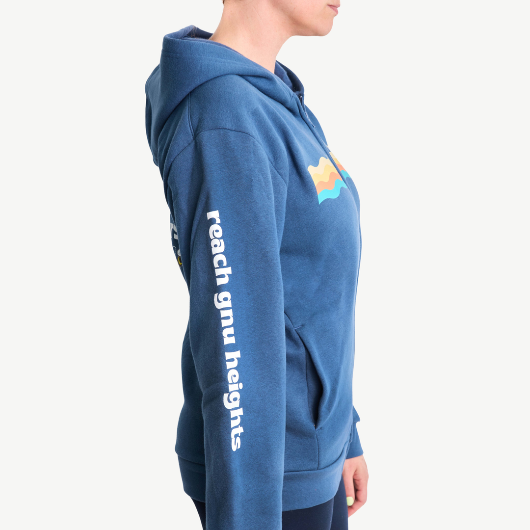 GnuSanté Chart a new course blue zip hoodie – side