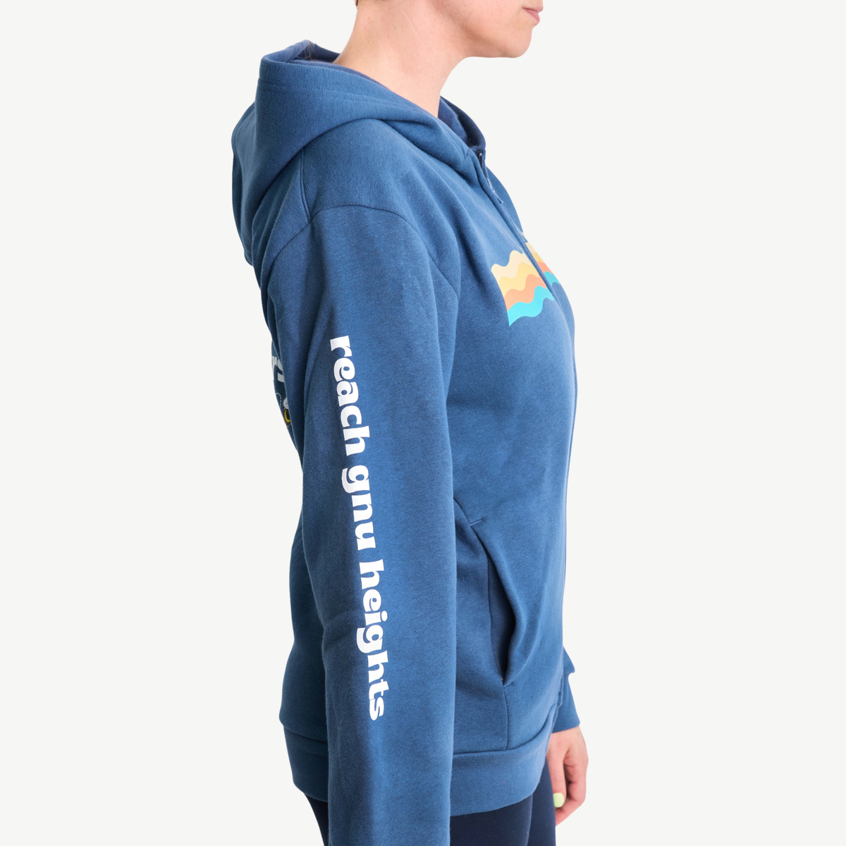GnuSanté Chart a new course blue zip hoodie – side